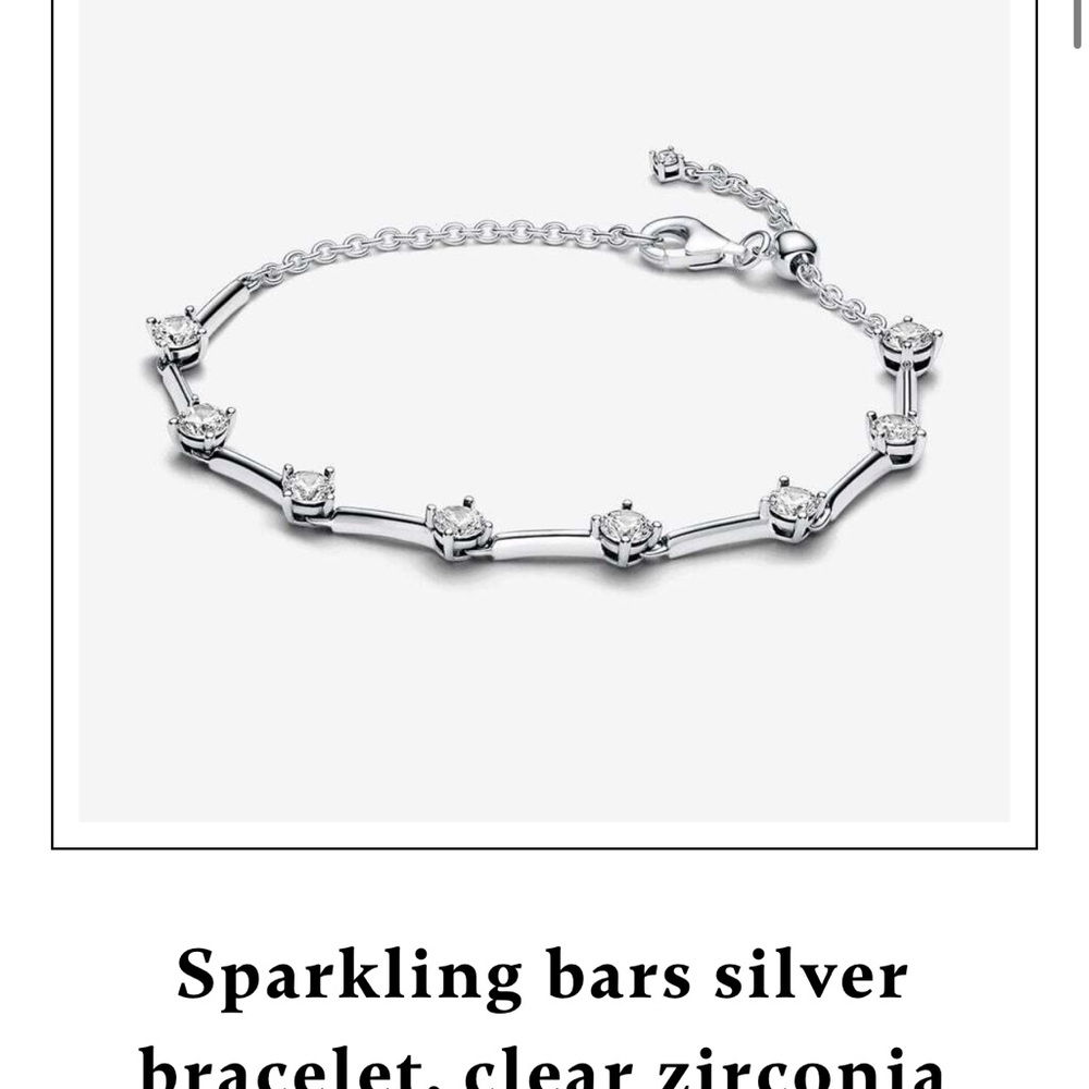 Pandora bracelet in sterling silver with slim bars set with clear zirconia